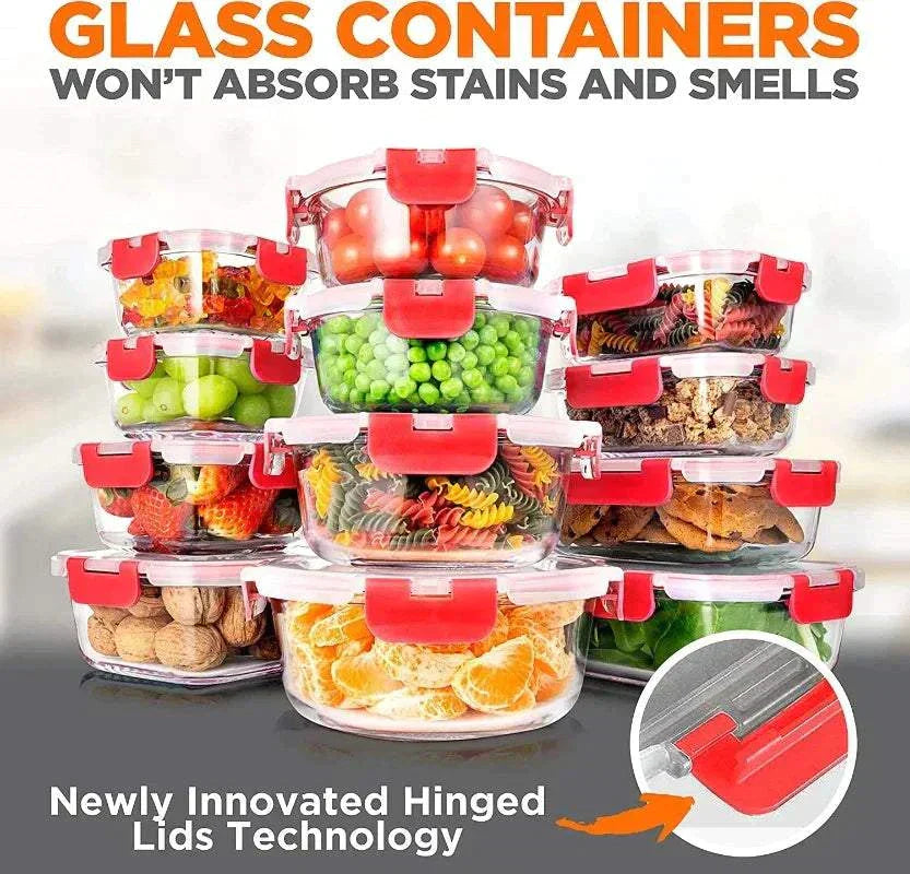 24-Piece Food Glass Storage Containers
